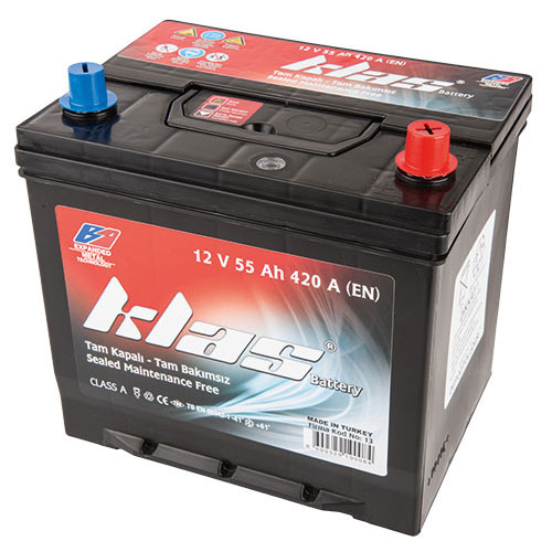 Klas Akü 12v 55Ah 420A (Yüksek)